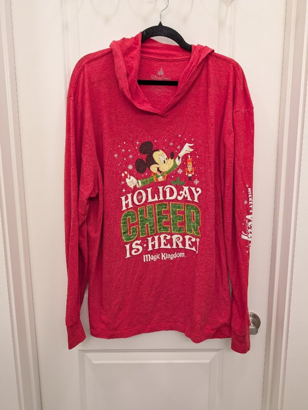 Disney Parks Mickey Mouse Holiday Hoodie Red Long Sleeve XXL 2018
